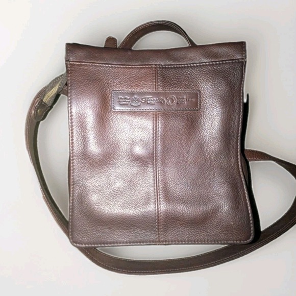 Fossil Y2K Dark‎ Brown Leather Crossbody Bag Adjustable Strap Pockets Vtg - Picture 3 of 12